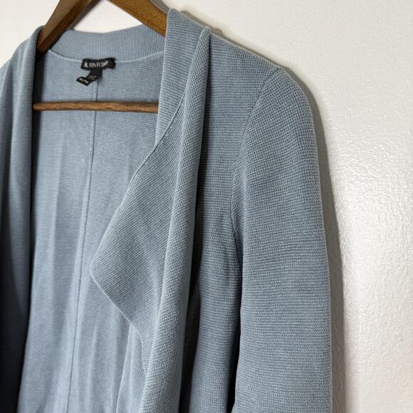 Eileen Fisher Sweater Blue XL Open Front Cardigan Silk Blend Lightweight Cozy - Picture 2 of 7